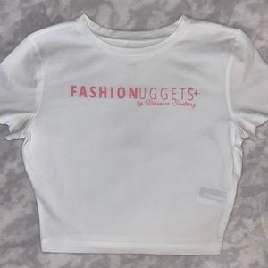 Fashion Nuggets White Crop Tee